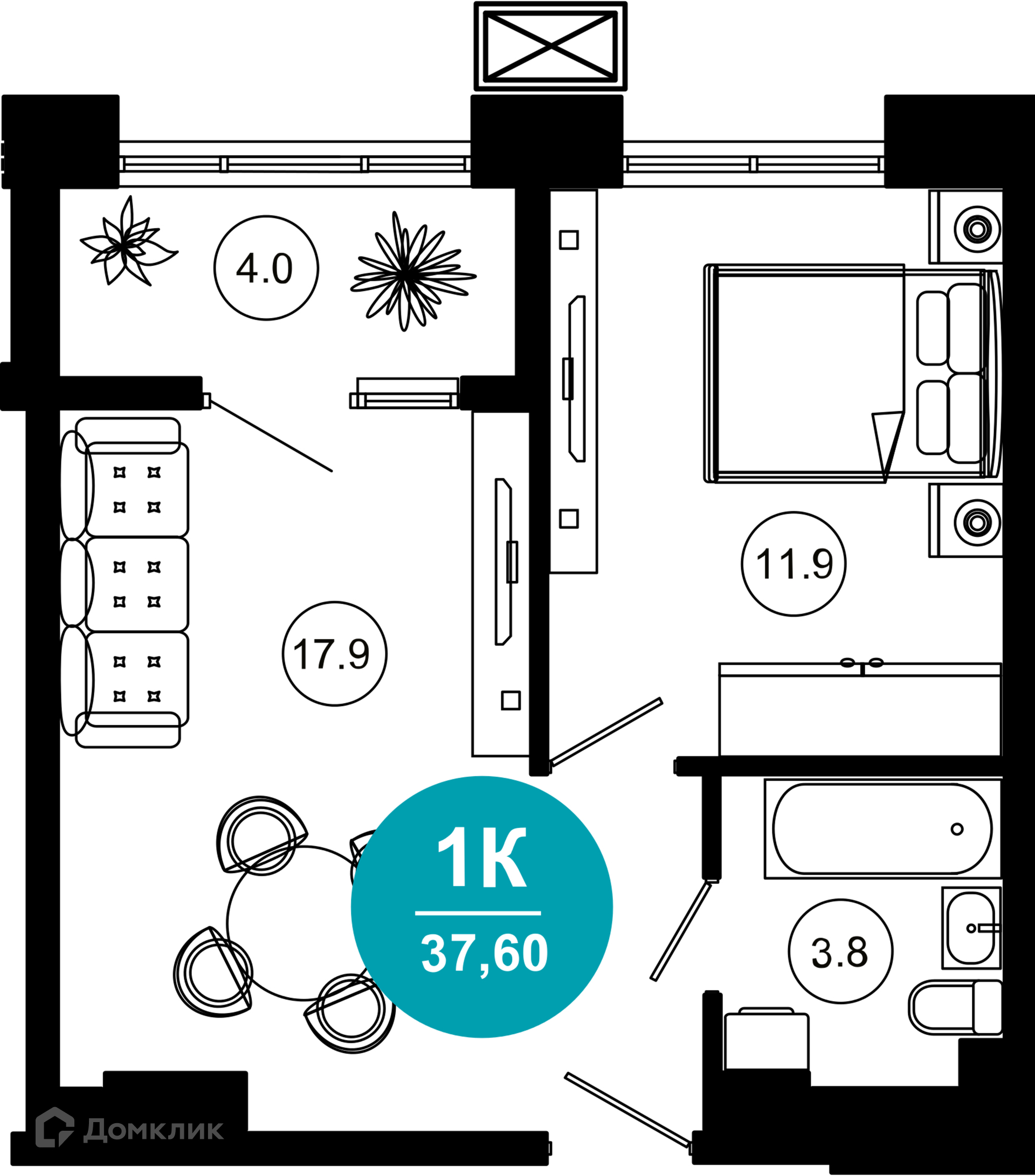 2-комнатная квартира, 37.60 м², 2/10 эт.