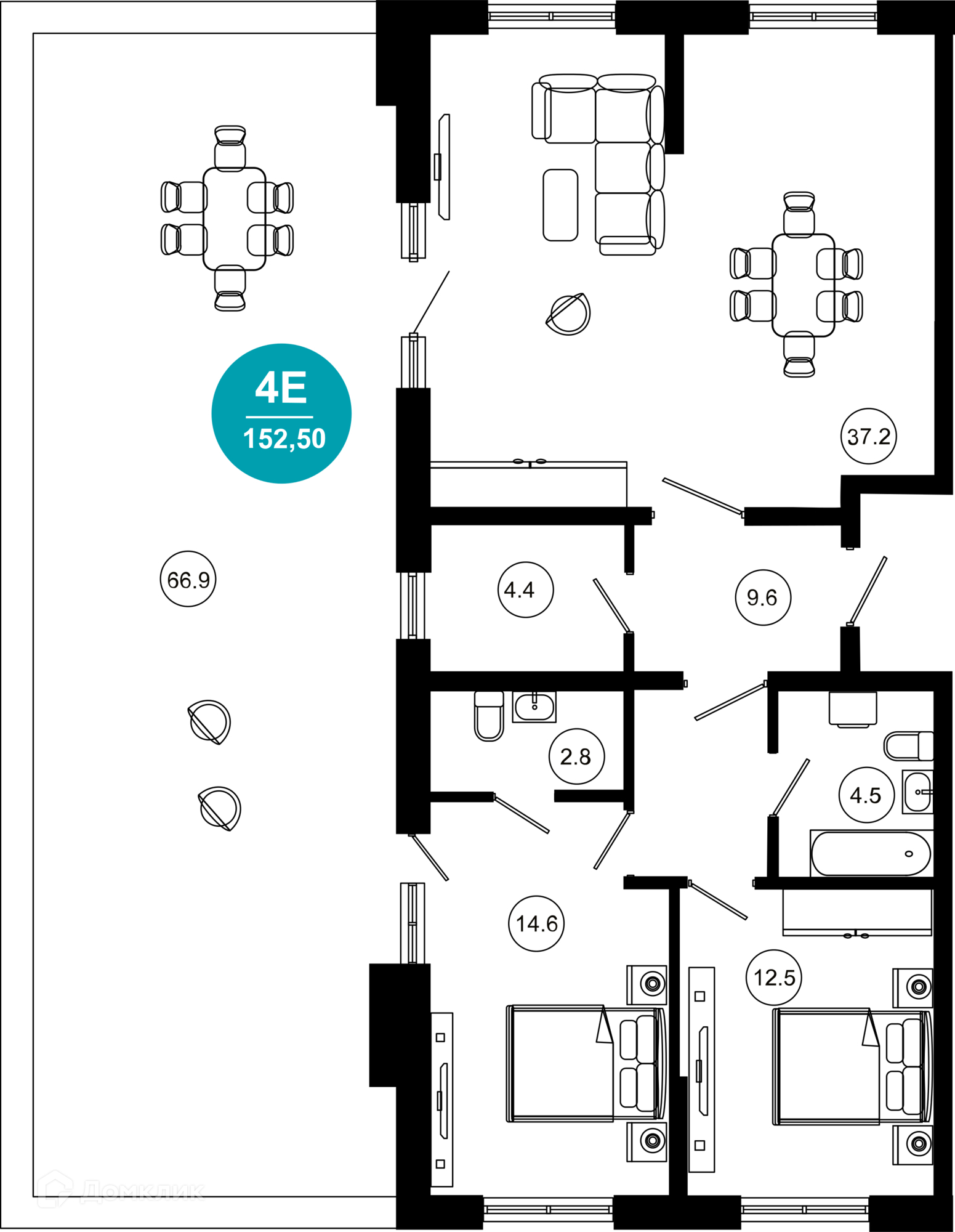 3-комн 152.50 м² - фото 1