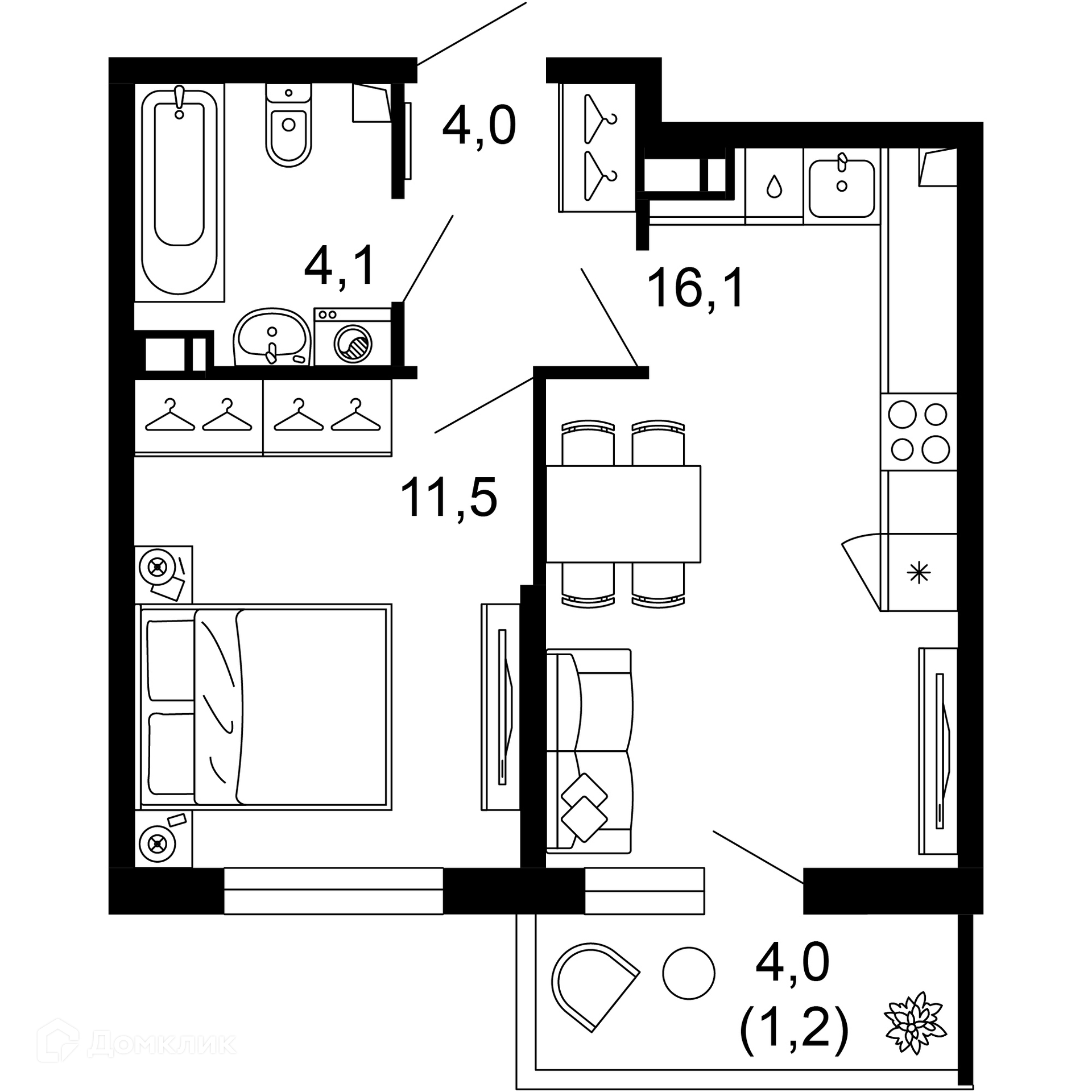 1-комн 36.90 м² - фото 1