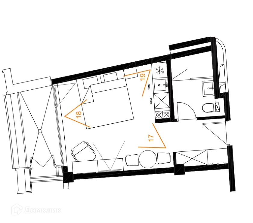 1-комнатная квартира, 31.60 м², 3/4 эт.