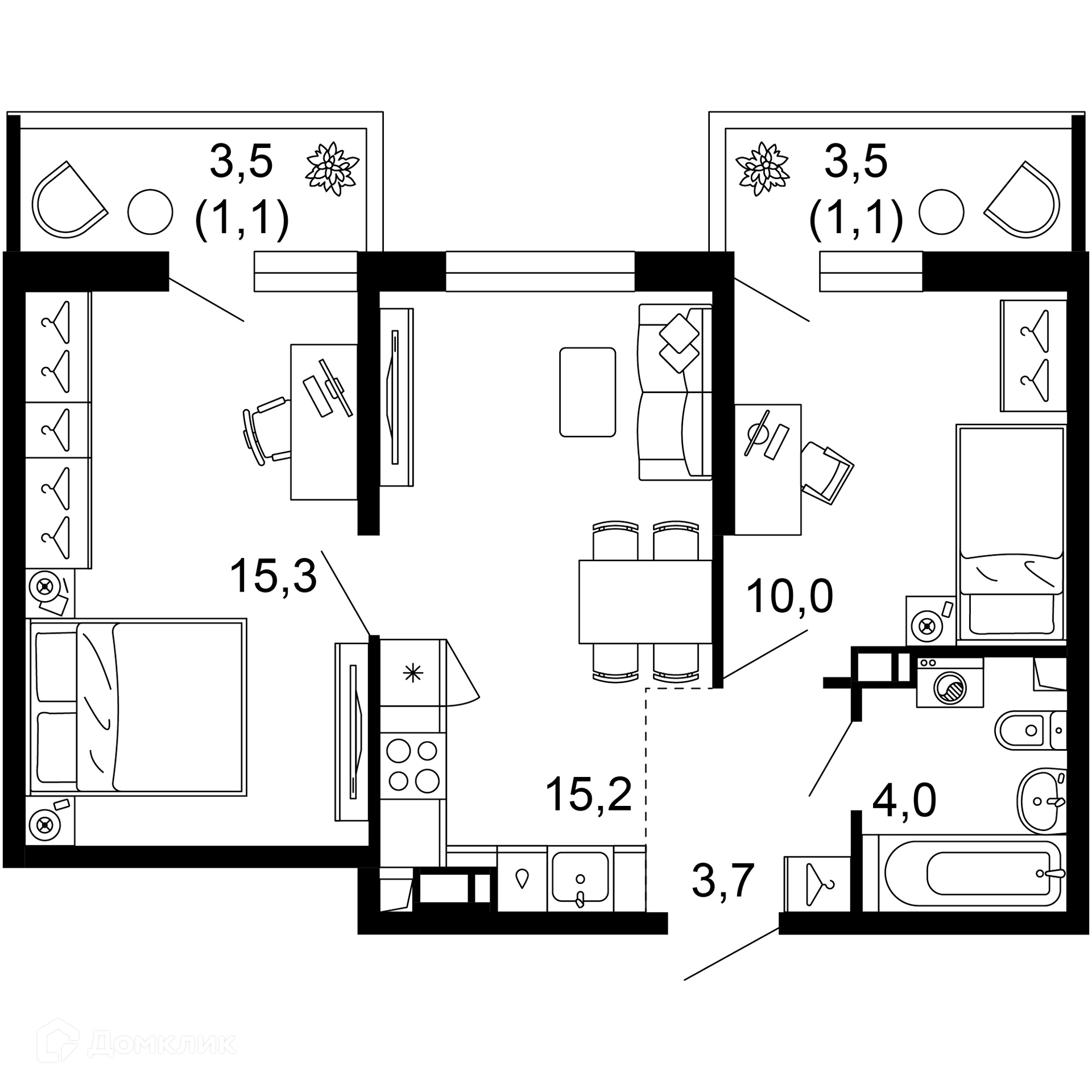 2-комн 50.40 м² - фото 1