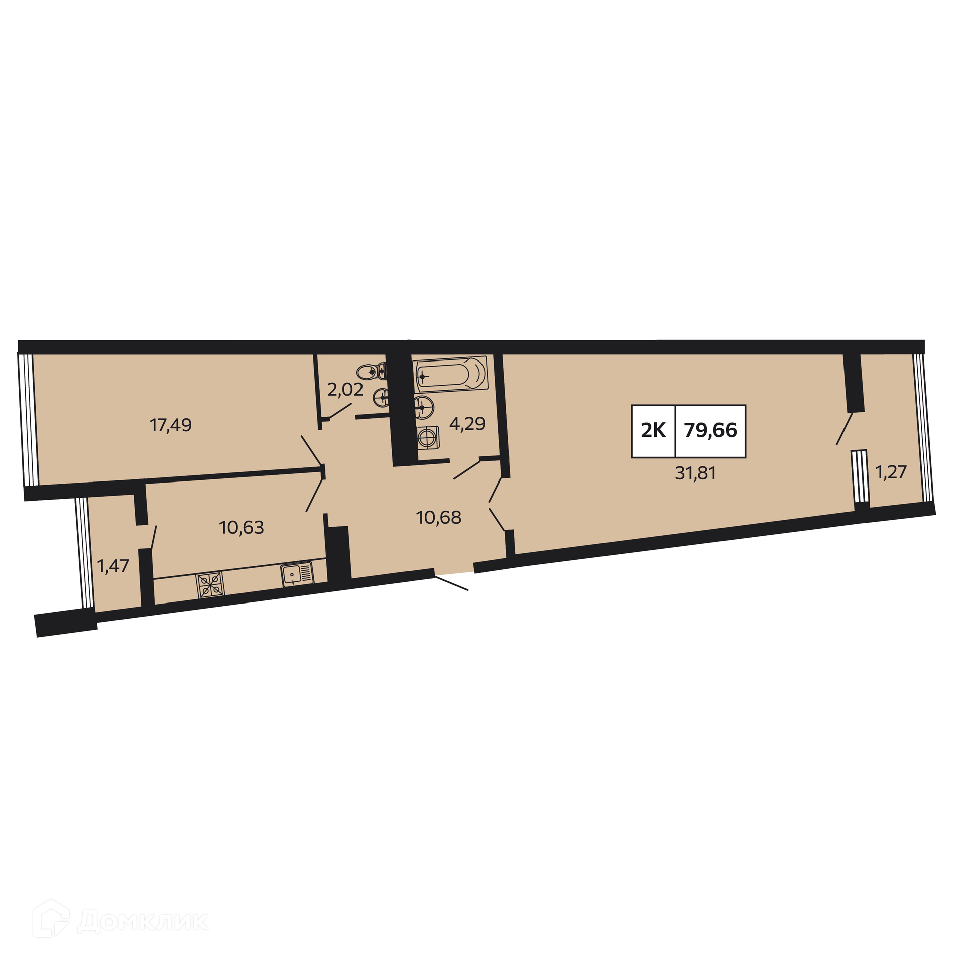 2-комн 79.66 м² - фото 1