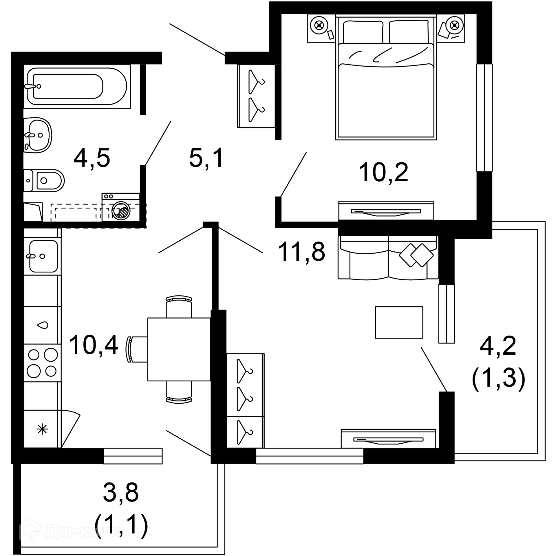 2-комн 44.40 м² - фото 1