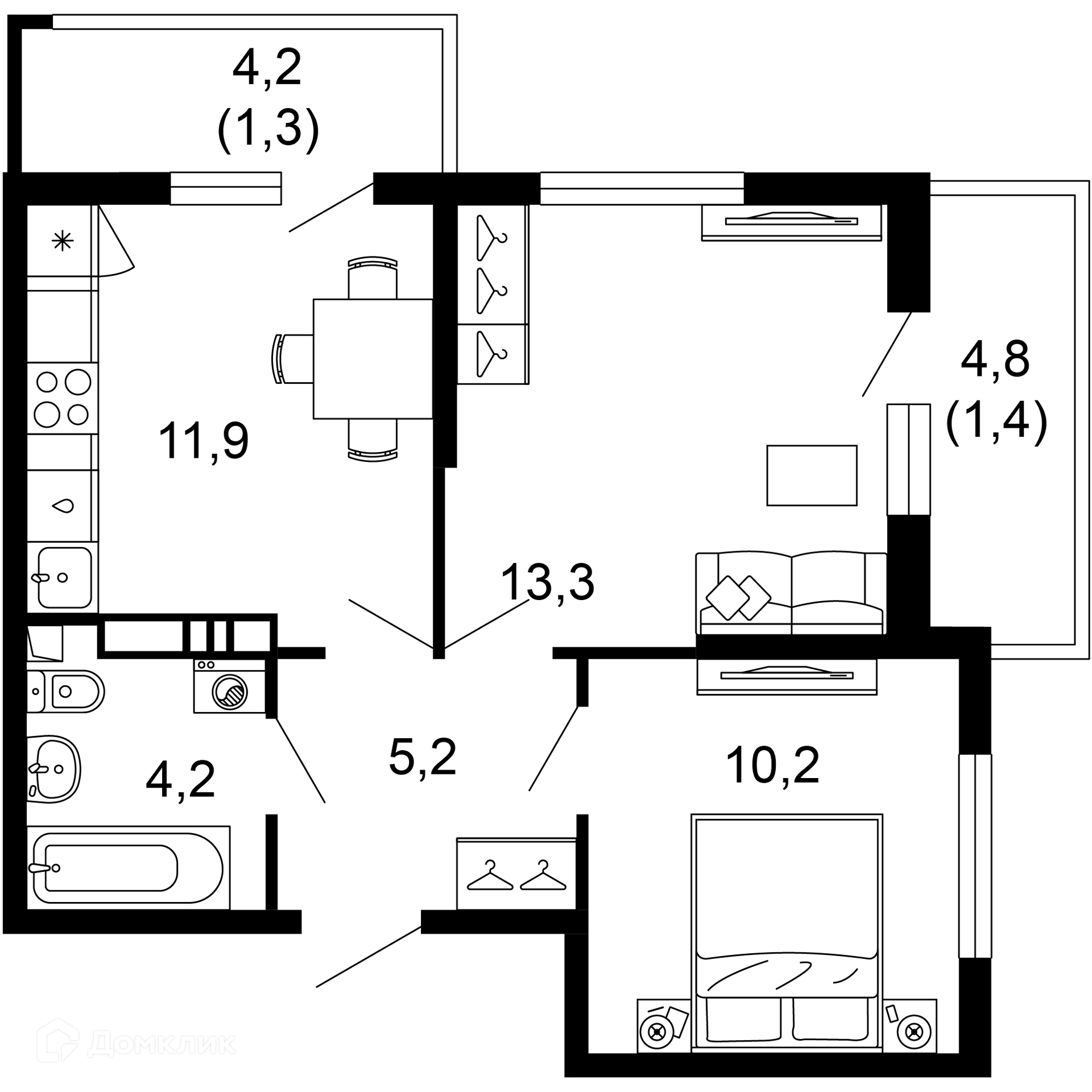 2-комн 47.50 м² - фото 1