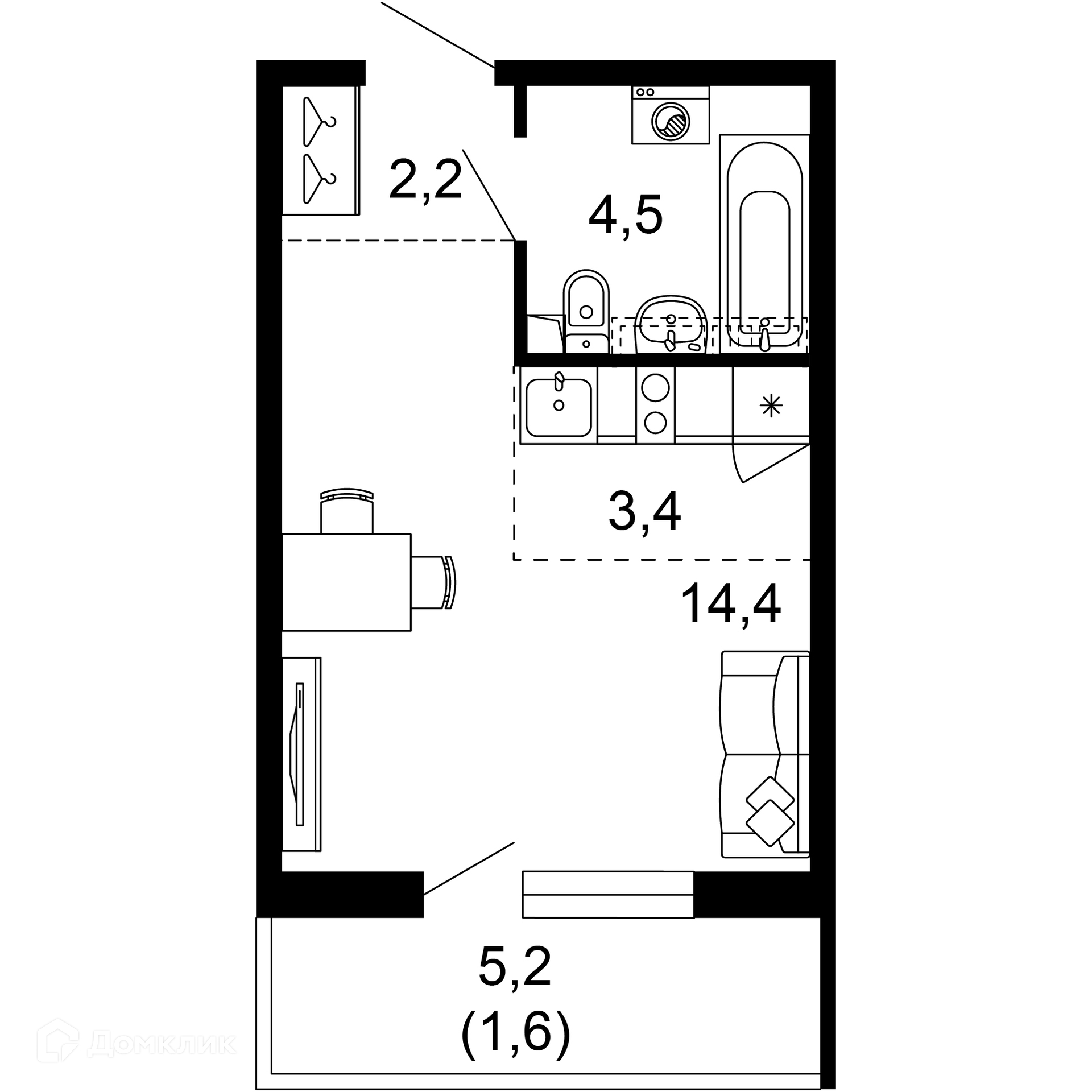 1-комн 26.10 м² - фото 1