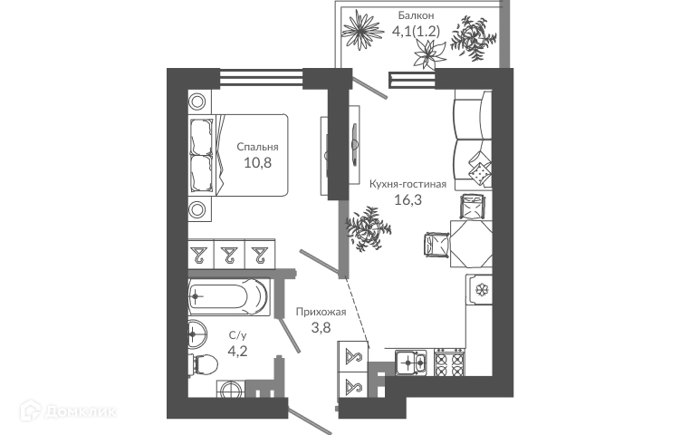 1-комн 36.40 м² - фото 1