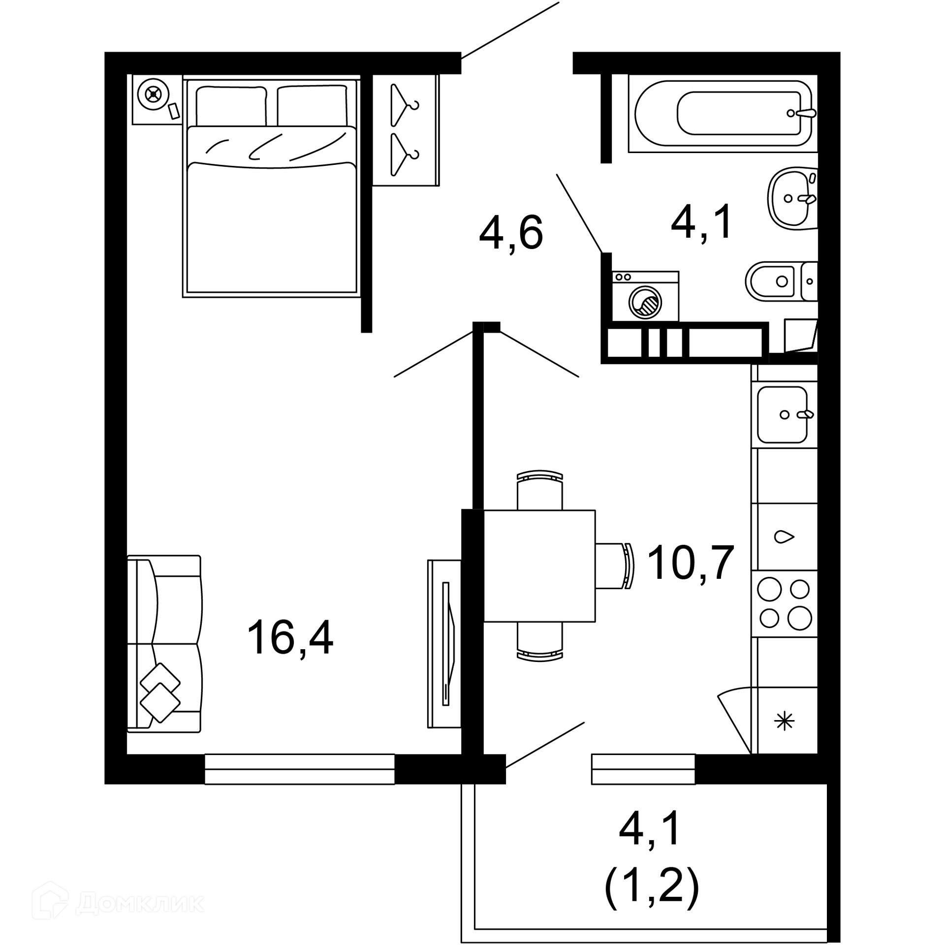 1-комн 37.00 м² - фото 1
