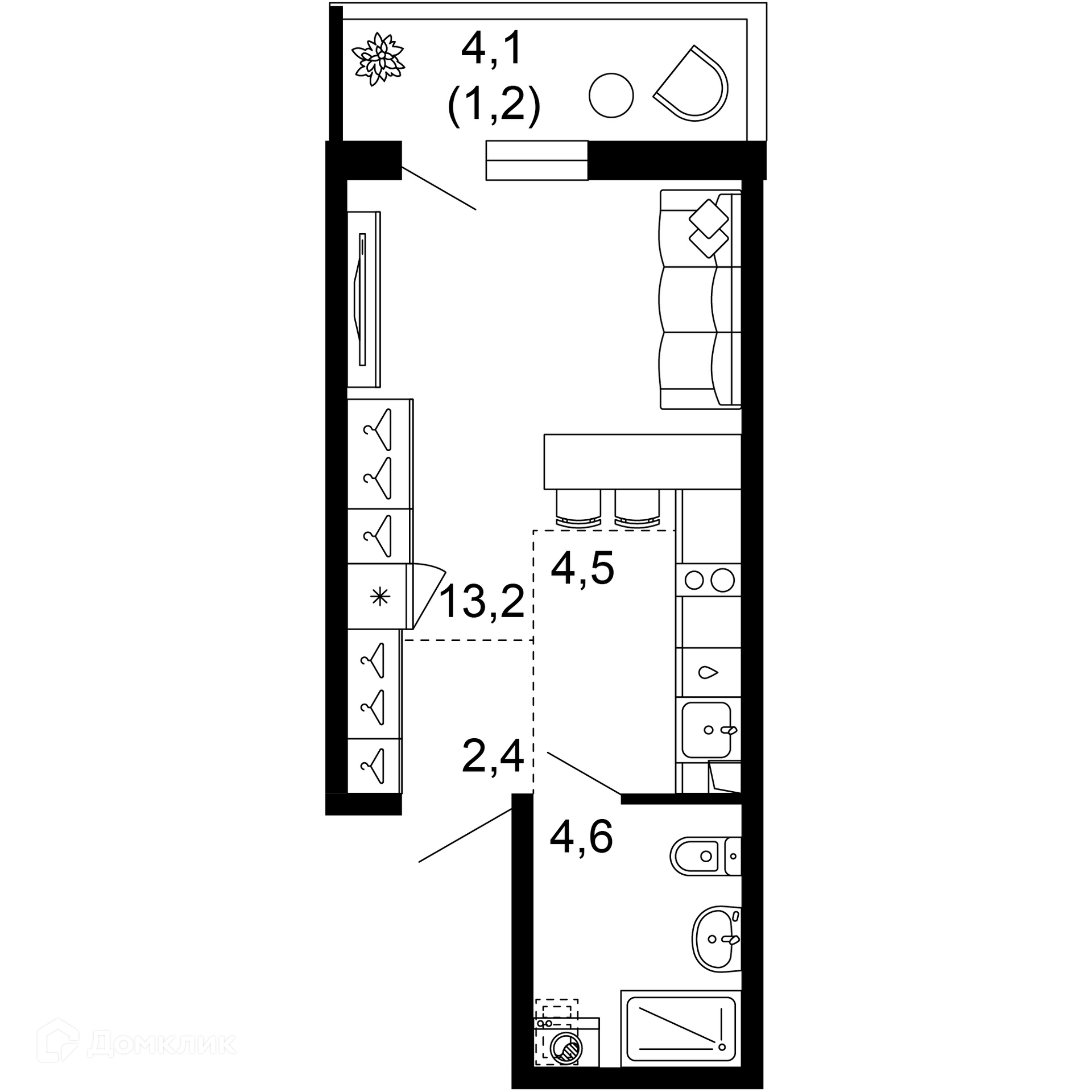 1-комн 25.90 м² - фото 1