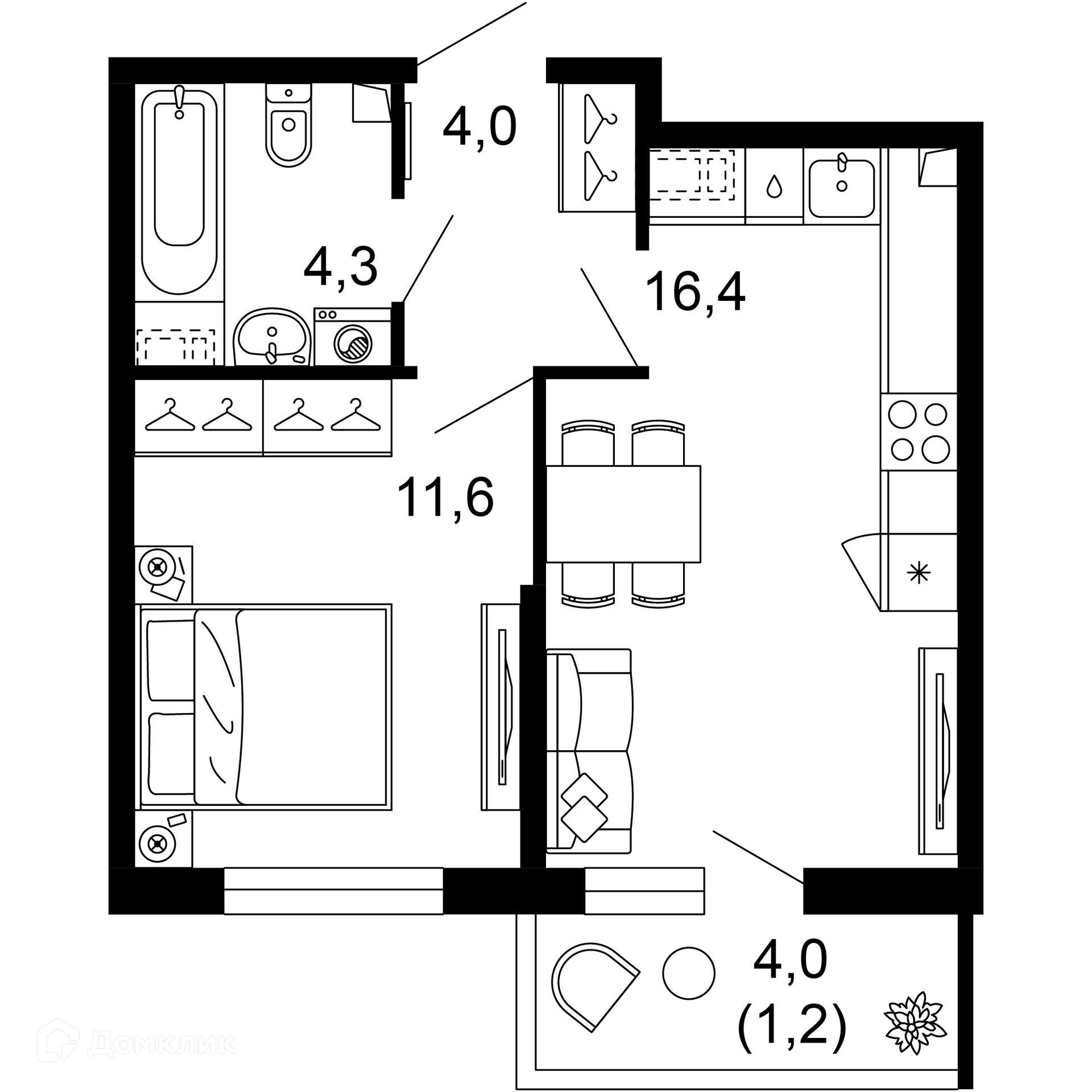 1-комн 37.50 м² - фото 1