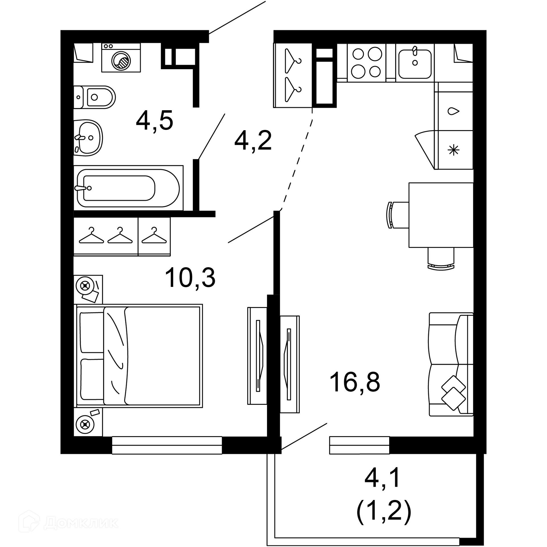 1-комнатная квартира, 37.00 м², 3/17 эт.